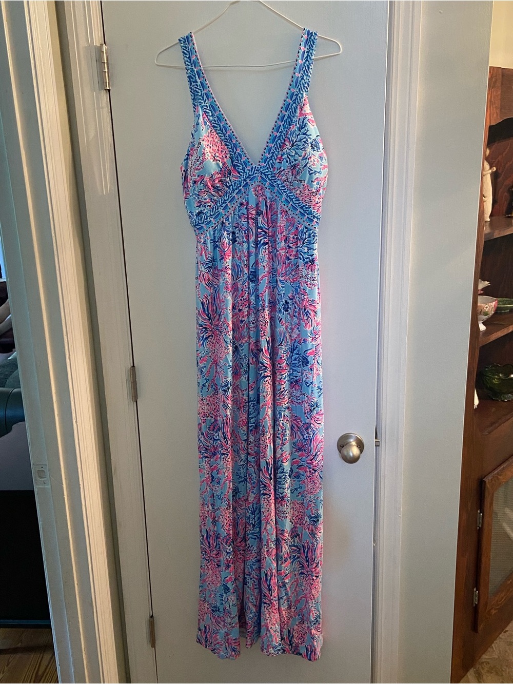 Lily Pulitzer Blue & Pink Floral Maxi One-Piece